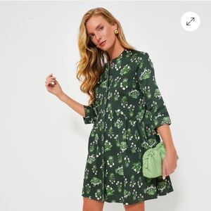 Tuckernuck Viridian Stamped Bouquets Royal Shirt Dress sz m